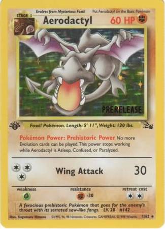 Aerodactyl (1/62) (Prerelease Promo) [Fossil 1st Edition] | Eastridge Sports Cards & Games