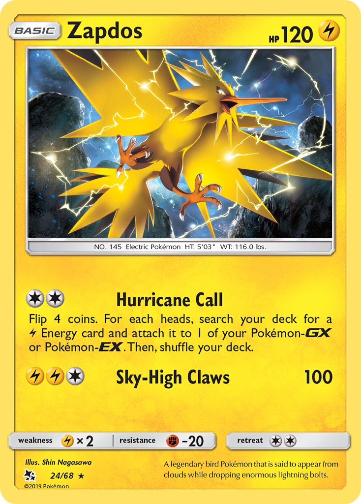 Zapdos (24/68) [Sun & Moon: Hidden Fates] | Eastridge Sports Cards & Games