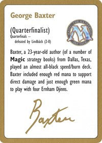 1996 George Baxter Biography Card [World Championship Decks] | Eastridge Sports Cards & Games