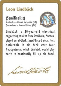 1996 Leon Lindback Biography Card [World Championship Decks] | Eastridge Sports Cards & Games