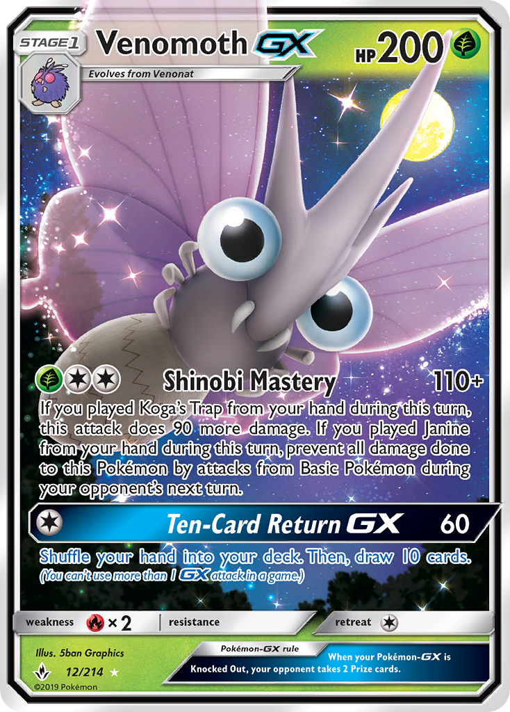 Venomoth GX (12/214) [Sun & Moon: Unbroken Bonds] | Eastridge Sports Cards & Games