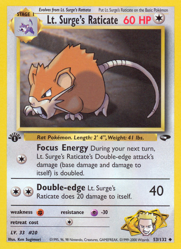 Lt. Surge's Raticate (53/132) [Gym Challenge 1st Edition] | Eastridge Sports Cards & Games