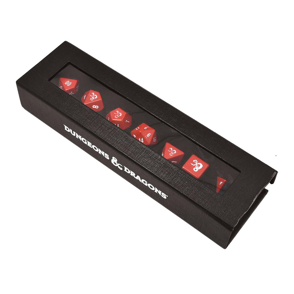 Ultra Pro D&D Heavy Metal Red and White RPG Dice Set | Eastridge Sports Cards & Games