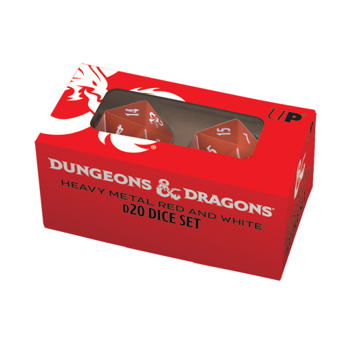 Heavy Metal Red and White D20 Dice Set (2ct) | Eastridge Sports Cards & Games