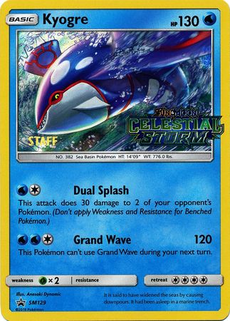 Kyogre (SM129) (Staff Prerelease Promo) [Sun & Moon: Black Star Promos] | Eastridge Sports Cards & Games