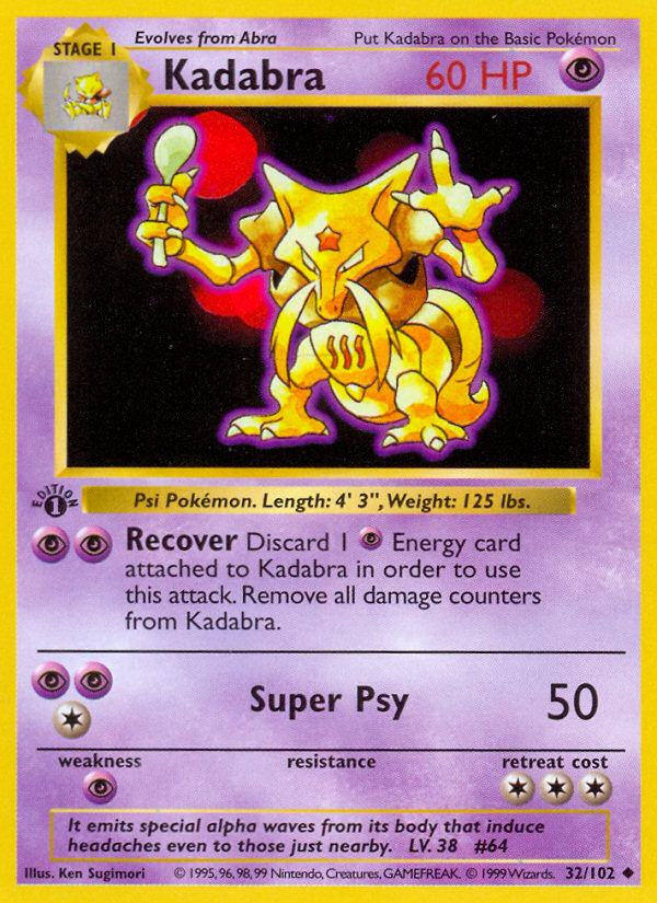 Kadabra (32/102) (Shadowless) [Base Set 1st Edition] | Eastridge Sports Cards & Games