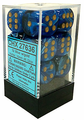 CHESSEX Vortex 12D6 Blue/Gold 16MM (CHX27636) | Eastridge Sports Cards & Games