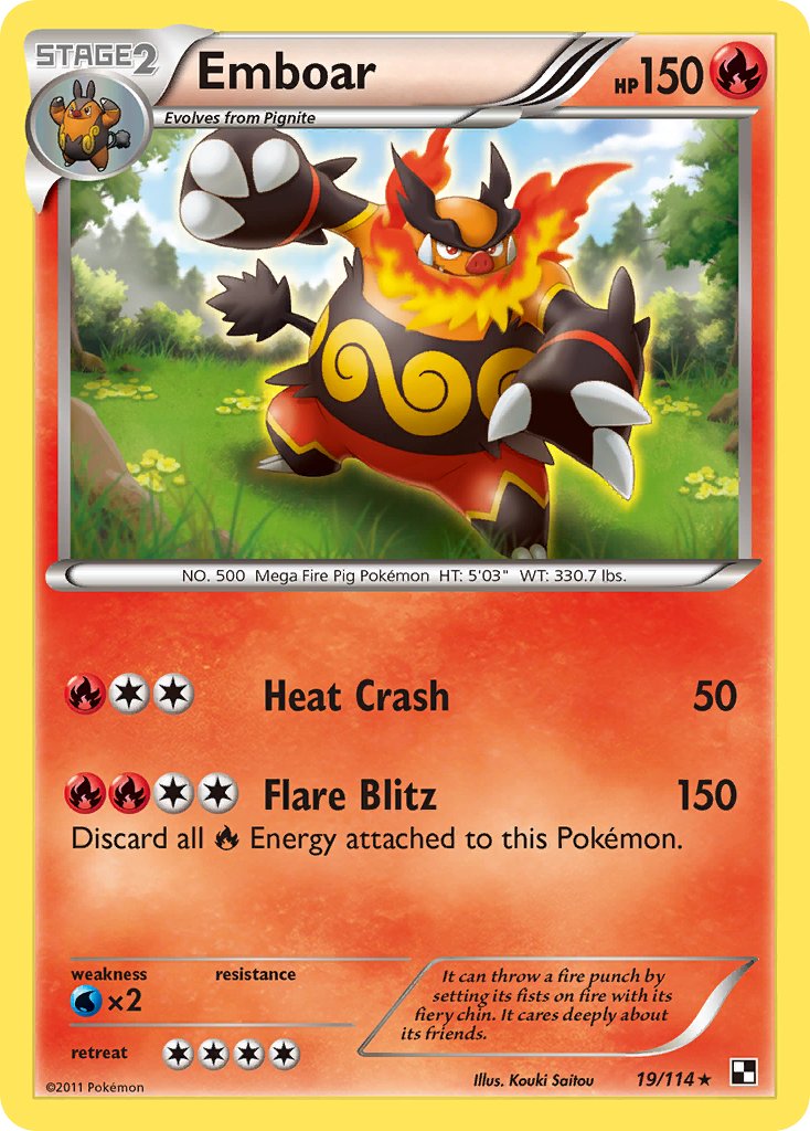 Emboar (19/114) (Cracked Ice Holo) (Theme Deck Exclusive) [Black & White: Base Set] | Eastridge Sports Cards & Games