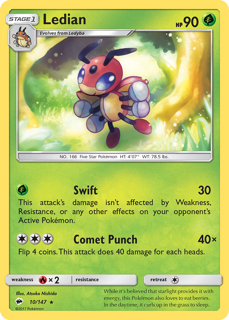 Ledian (10/147) [Sun & Moon: Burning Shadows] | Eastridge Sports Cards & Games