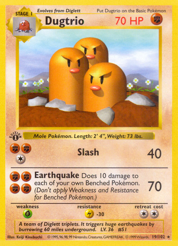Dugtrio (19/102) (Shadowless) [Base Set 1st Edition] | Eastridge Sports Cards & Games