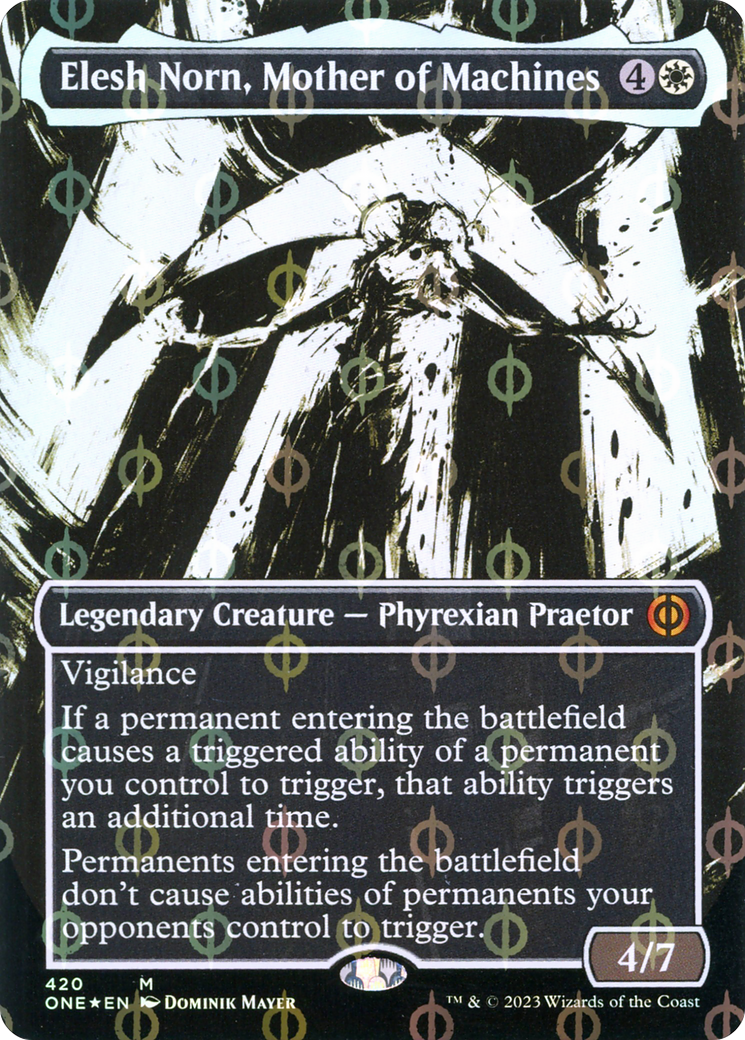 Elesh Norn, Mother of Machines (Borderless Ichor Step-and-Compleat Foil) [Phyrexia: All Will Be One] | Eastridge Sports Cards & Games