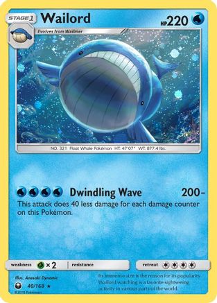 Wailord (40/168) (Cosmos Holo) [Sun & Moon: Celestial Storm] | Eastridge Sports Cards & Games