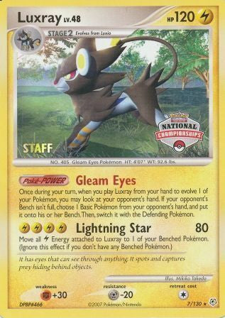 Luxray (7/130) (National Championships) (Staff) [Diamond & Pearl: Base Set] | Eastridge Sports Cards & Games