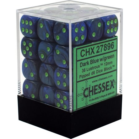 CHESSEX LUSTROUS 36D6 DARK BLUE/GREEN 12MM (CHX27896) | Eastridge Sports Cards & Games