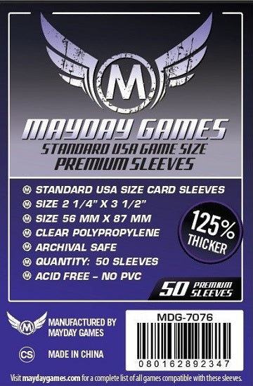 Mayday PREMIUM USA SLEEVES 56MM X 87MM 50CT | Eastridge Sports Cards & Games