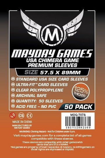 Mayday PREMIUM USA CHIMERA SLEEVES 57.5MM X 89MM 50CT | Eastridge Sports Cards & Games