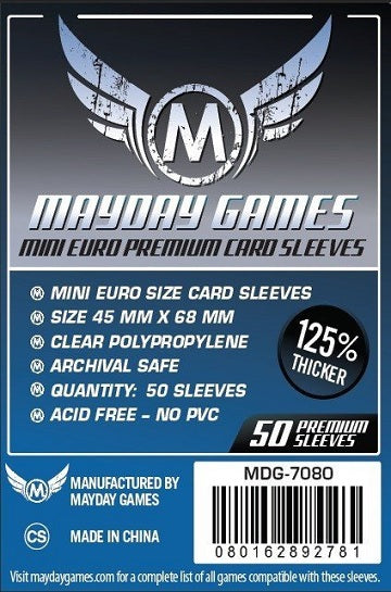Mayday PREMIUM MINI EURO SLEEVES 45MM X 68MM 50CT | Eastridge Sports Cards & Games