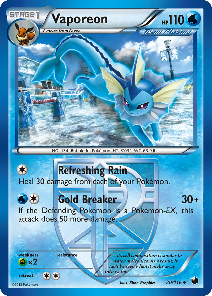 Vaporeon (20/116) [Black & White: Plasma Freeze] | Eastridge Sports Cards & Games