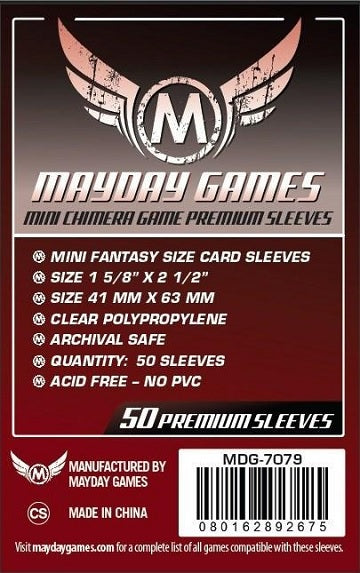 Mayday PREMIUM MINI CHIMERA SLEEVES 43MM X 65MM 50CT | Eastridge Sports Cards & Games