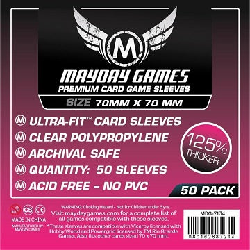 Mayday PREMIUM SMALL SQUARE SLEEVES 70mm X 70mm 50CT | Eastridge Sports Cards & Games