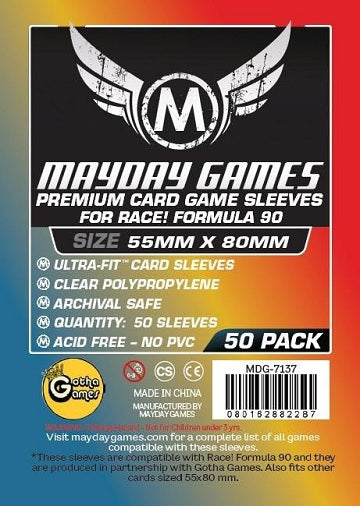 Mayday PREMIUM RACE FORMULA 90 SLEEVES 55mm X 80mm 50CT | Eastridge Sports Cards & Games