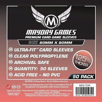 Mayday PREMIUM MEDIUM SQUARE SLEEVES 80mm X 80mm 50CT | Eastridge Sports Cards & Games