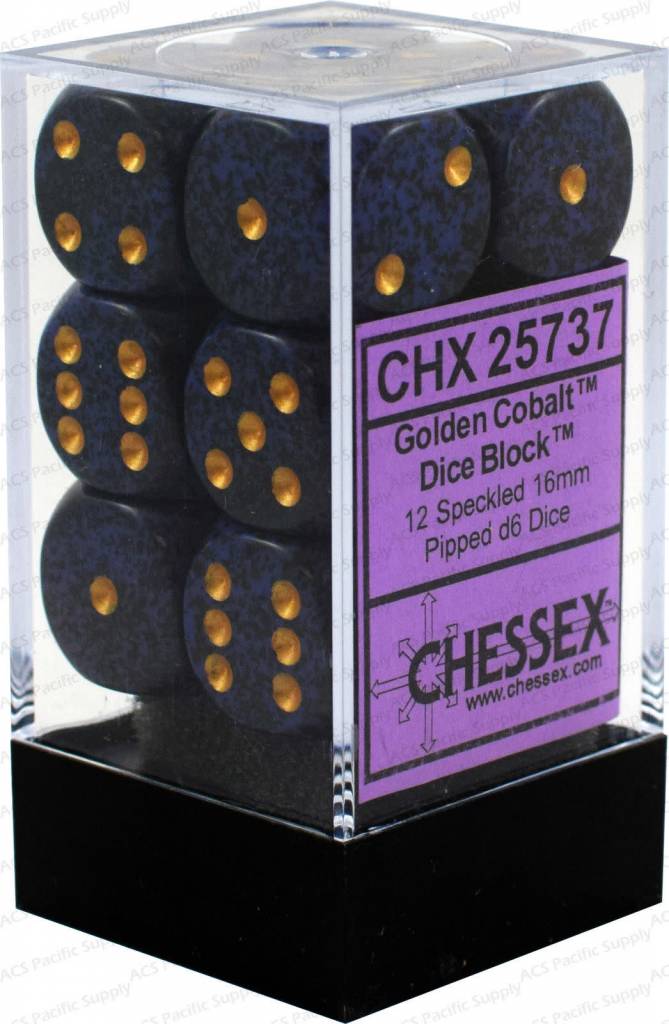 CHESSEX Speckled 12D6 Golden Cobalt 16MM (CHX25737) | Eastridge Sports Cards & Games