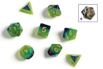 SIRIUS DICE SEMI-TRANSLUCENT GREEN AND BLUE 7-DIE SET | Eastridge Sports Cards & Games