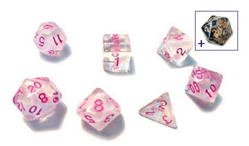 SIRIUS DICE TRANSLUCENT WHITE CLOUD WITH PINK 7-DIE SET | Eastridge Sports Cards & Games