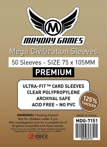 Mayday PREMIUM MEGA CIVILIZATION SLEEVES 75mmX105mm 50CT | Eastridge Sports Cards & Games