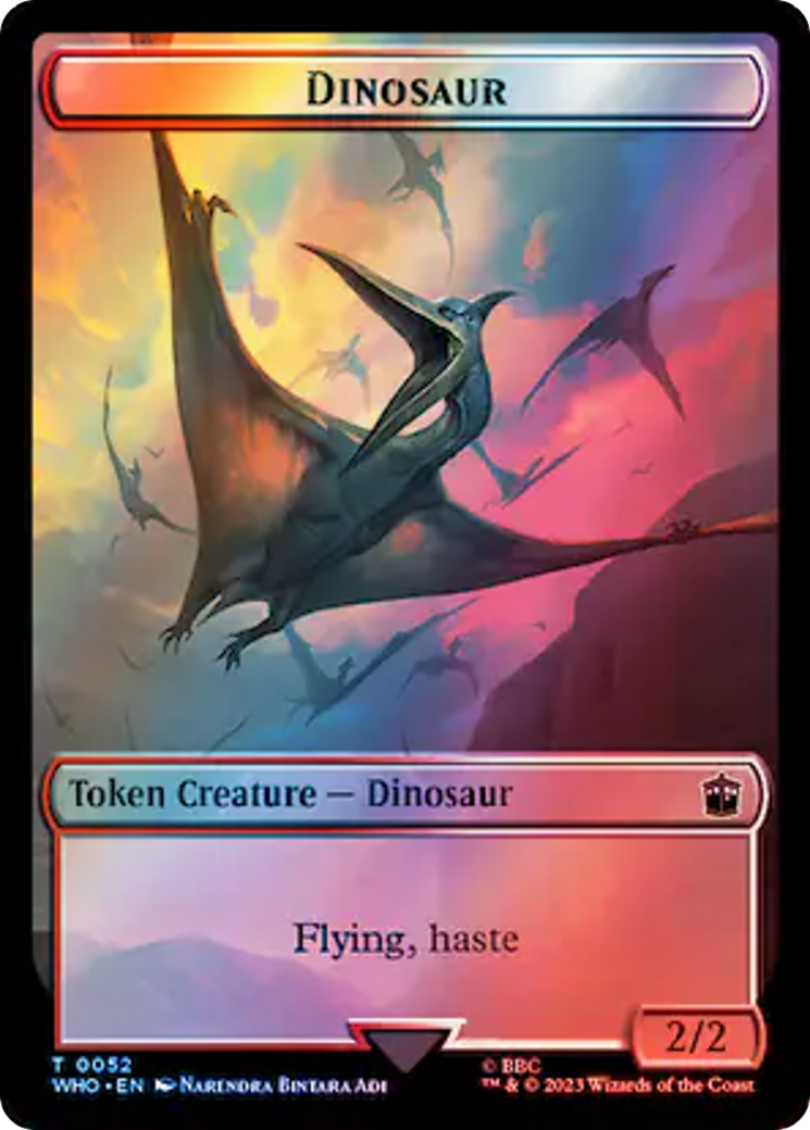 Human Rogue // Dinosaur Double-Sided Token (Surge Foil) [Doctor Who Tokens] | Eastridge Sports Cards & Games