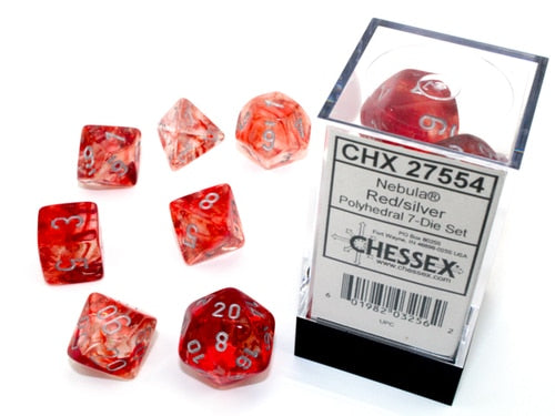CHESSEX Nebula 7-DIE SET Red / Silver (CHX27554) | Eastridge Sports Cards & Games