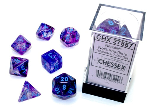 CHESSEX Nebula 7-DIE SET Nocturnal / Blue (CHX27557) | Eastridge Sports Cards & Games