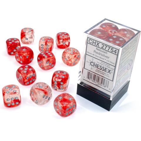 CHESSEX Nebula 12D6 Red/Silver 16MM (CHX27754) | Eastridge Sports Cards & Games