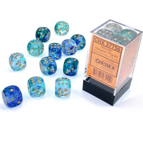 CHESSEX Nebula 12D6 Oceanic / Gold 16MM (CHX27756) | Eastridge Sports Cards & Games