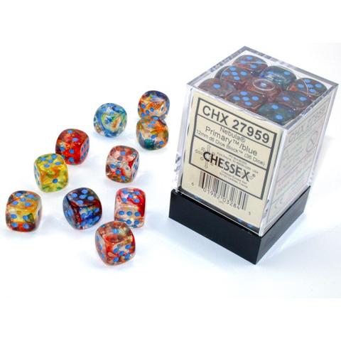 CHESSEX BOREALIS 36D6 Primary / Blue 12MM (CHX27959) | Eastridge Sports Cards & Games