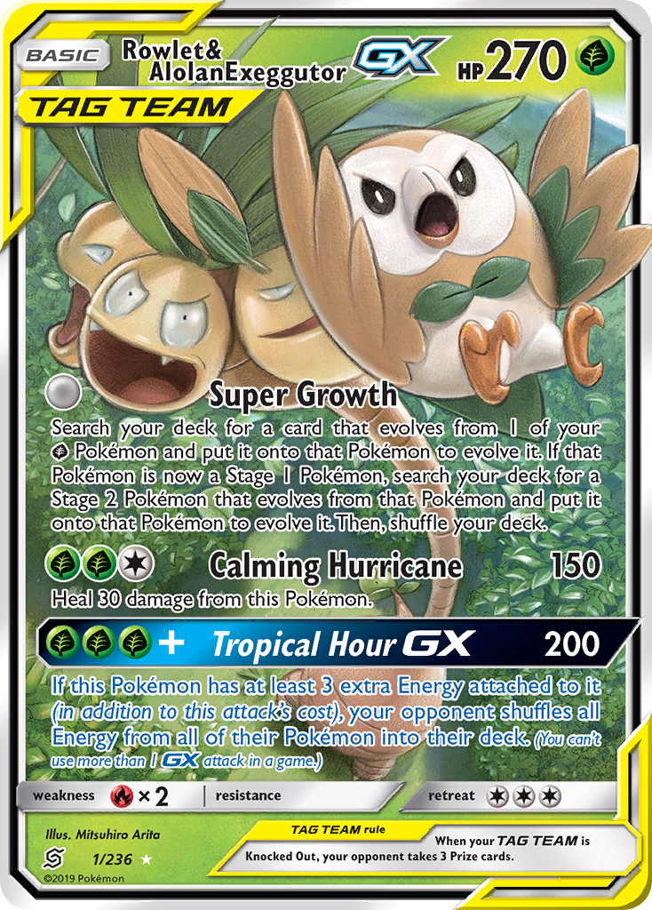 Rowlet & Alolan Exeggutor GX (1/236) [Sun & Moon: Unified Minds] | Eastridge Sports Cards & Games