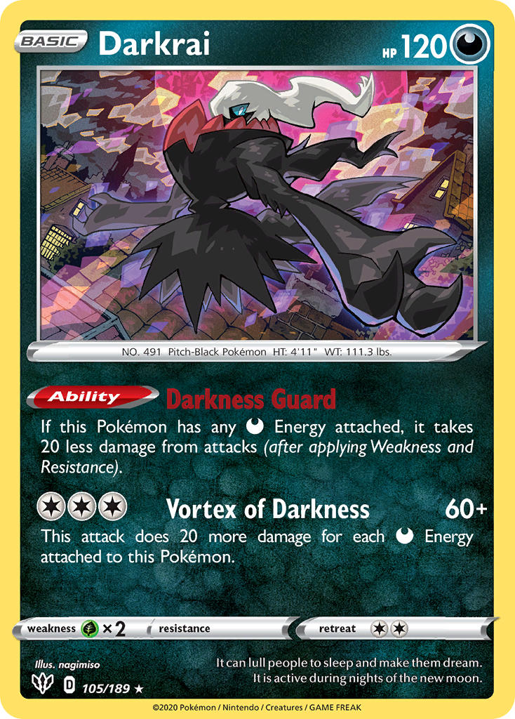 Darkrai (105/189) (Theme Deck Exclusive) [Sword & Shield: Darkness Ablaze] | Eastridge Sports Cards & Games