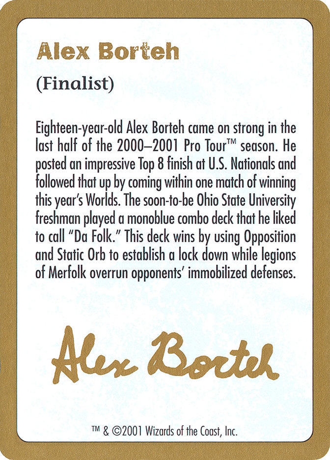 Alex Borteh Bio [World Championship Decks 2001] | Eastridge Sports Cards & Games