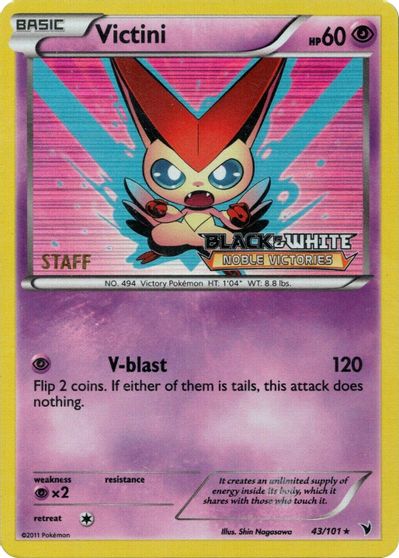 Victini (43/101) (Staff Prerelease Promo) [Black & White: Black Star Promos] | Eastridge Sports Cards & Games