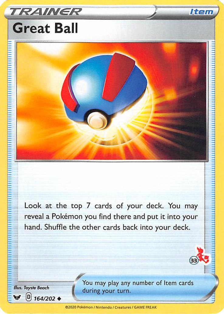 Great Ball (164/202) (Cinderace Stamp #33) [Battle Academy 2022] | Eastridge Sports Cards & Games