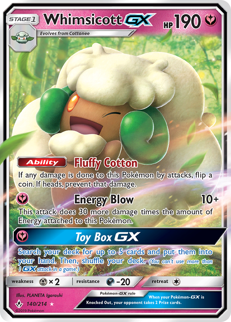 Whimsicott GX (140/214) [Sun & Moon: Unbroken Bonds] | Eastridge Sports Cards & Games