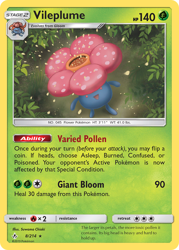 Vileplume (8/214) [Sun & Moon: Unbroken Bonds] | Eastridge Sports Cards & Games