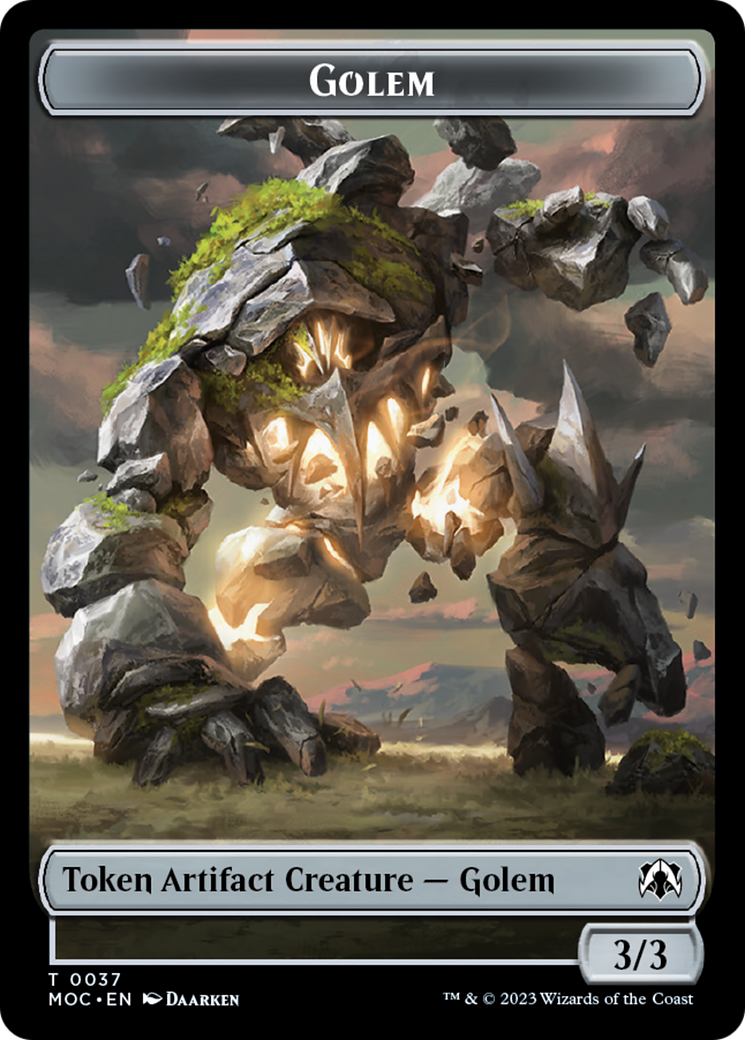 Golem // Clue Double-Sided Token [March of the Machine Commander Tokens] | Eastridge Sports Cards & Games