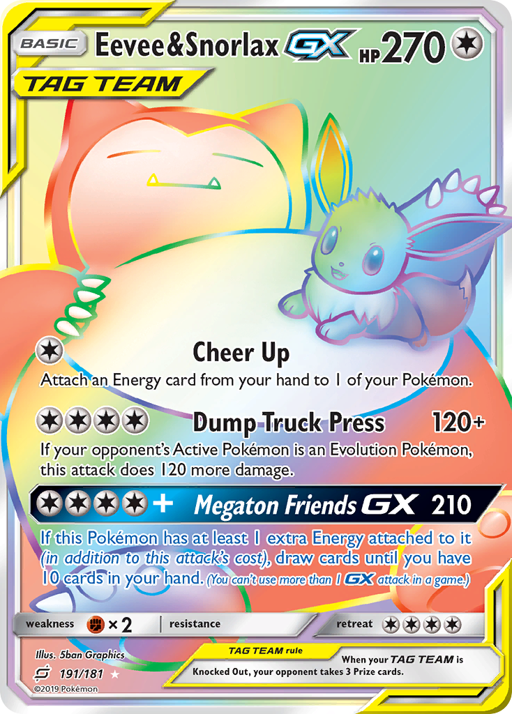 Eevee & Snorlax GX (191/181) [Sun & Moon: Team Up] | Eastridge Sports Cards & Games