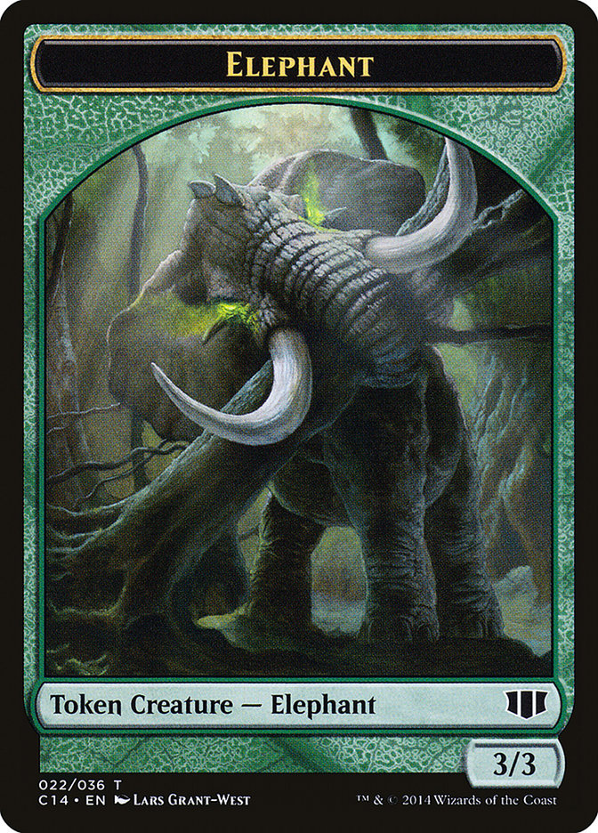 Elephant // Elf Warrior Double-sided Token [Commander 2014 Tokens] | Eastridge Sports Cards & Games