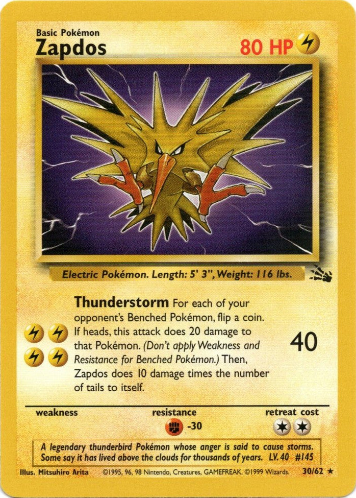 Zapdos (30/62) [Fossil Unlimited] | Eastridge Sports Cards & Games