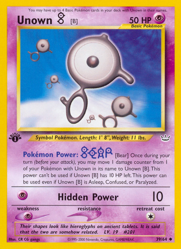 Unown [B] (39/64) [Neo Revelation 1st Edition] | Eastridge Sports Cards & Games