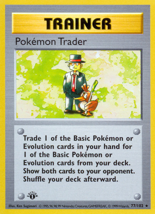 Pokemon Trader (77/102) (Shadowless) [Base Set 1st Edition] | Eastridge Sports Cards & Games