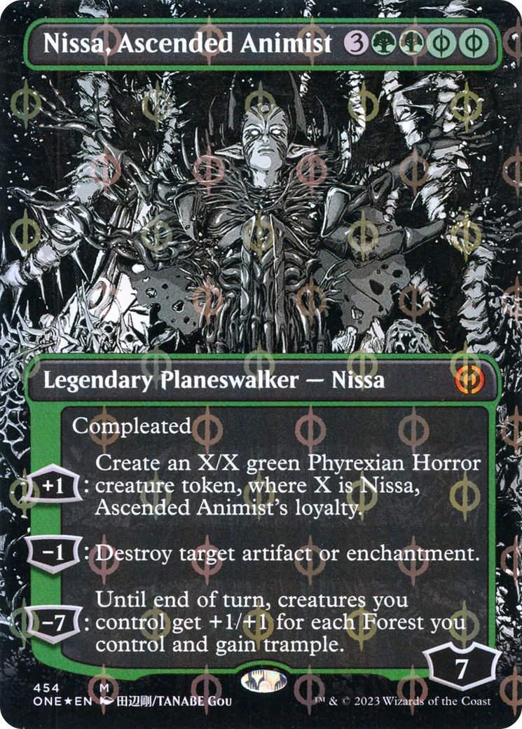 Nissa, Ascended Animist (Borderless Manga Step-and-Compleat Foil) [Phyrexia: All Will Be One] | Eastridge Sports Cards & Games
